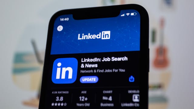 LinkedIn app open on cellphone