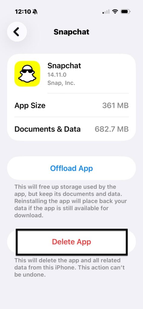 iPhone Snapchat deletion