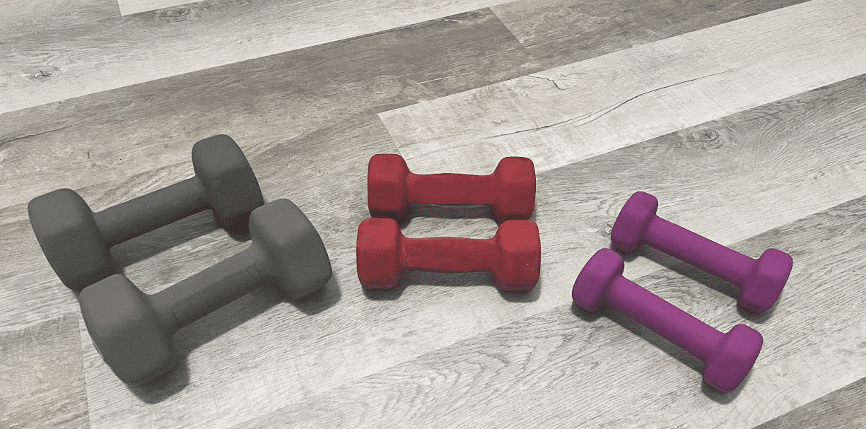 Three pairs of light weights