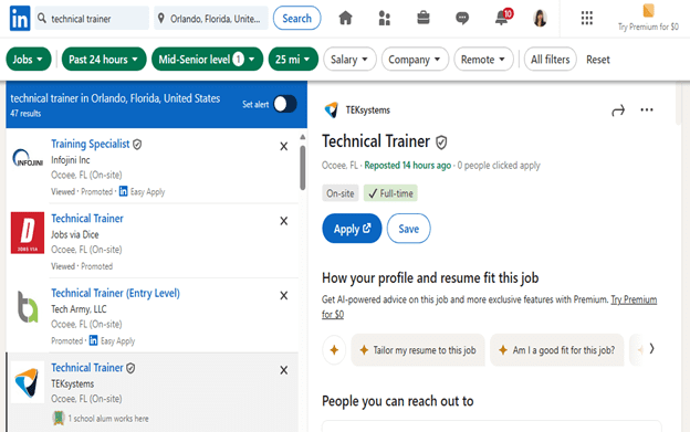 LinkedIn job search