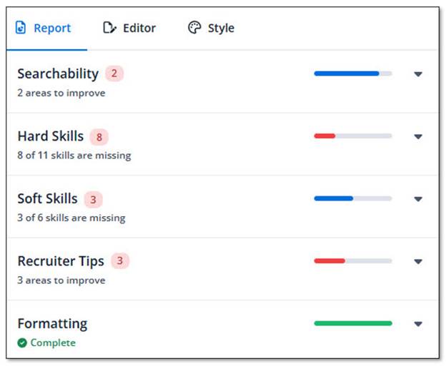 Jobscan categories