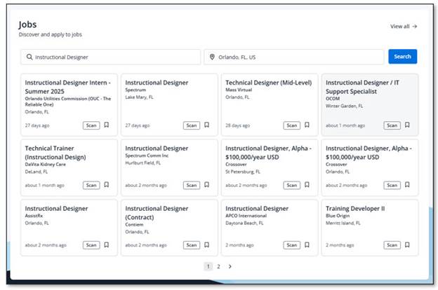 Jobscan job search section