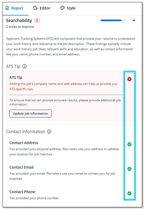Jobscan category drop down menu