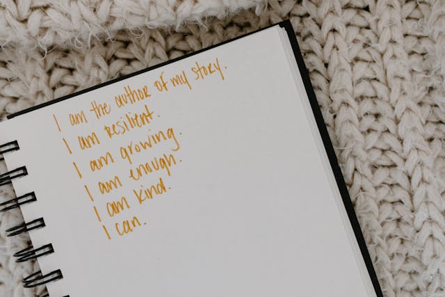 Notebook with positive affirmations