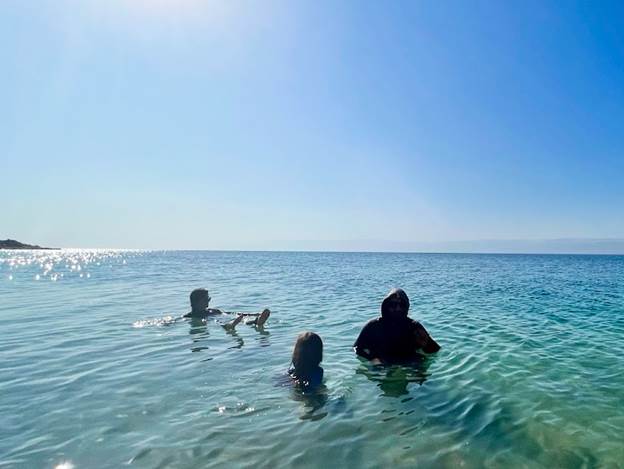 Melissa and family at the Dead Sea