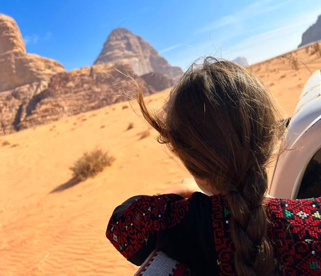 Melissa's daughter on a tour in Wadi Rum