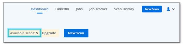 Available scans in Jobscan