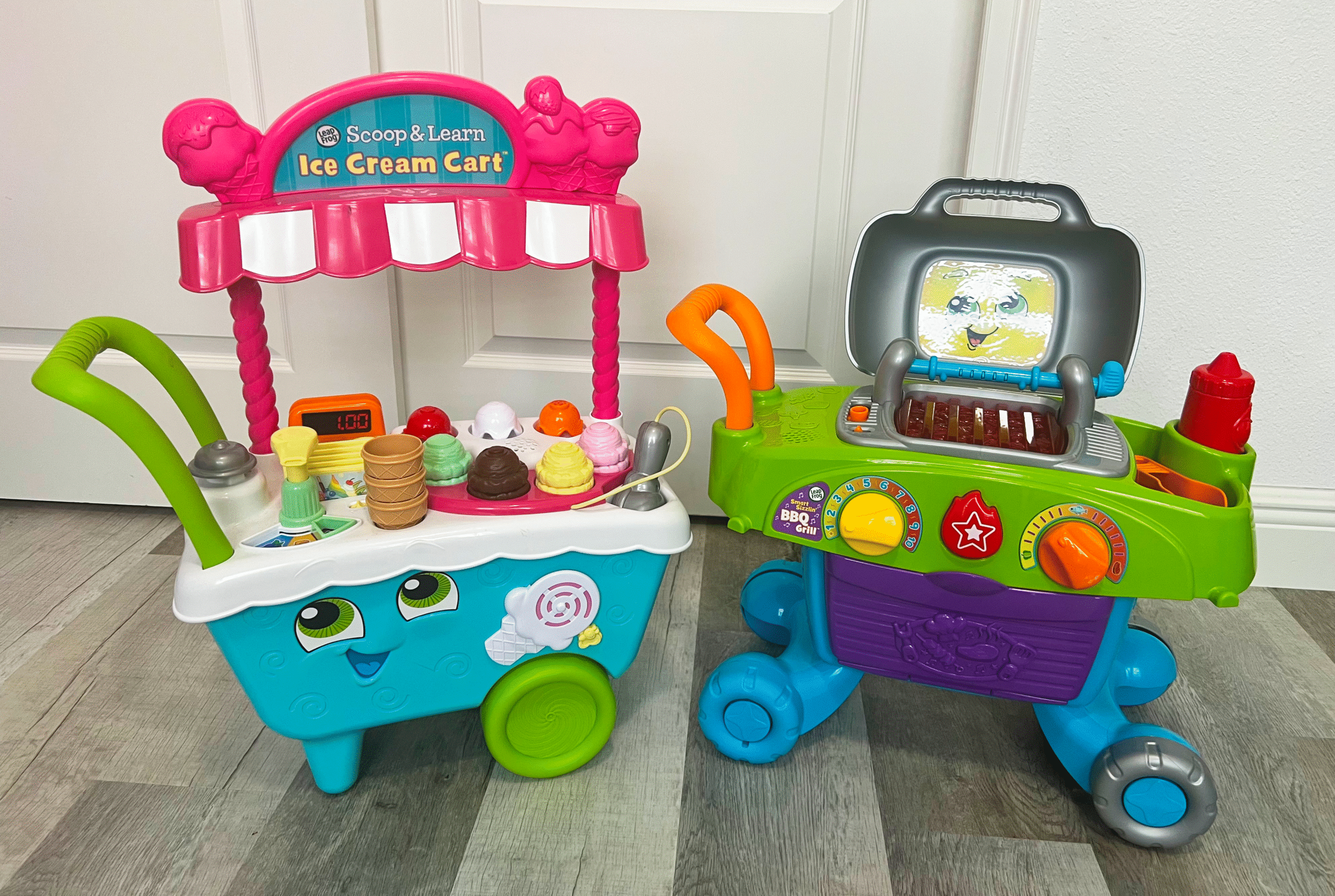Kids ice cream cart and BBQ grill toys