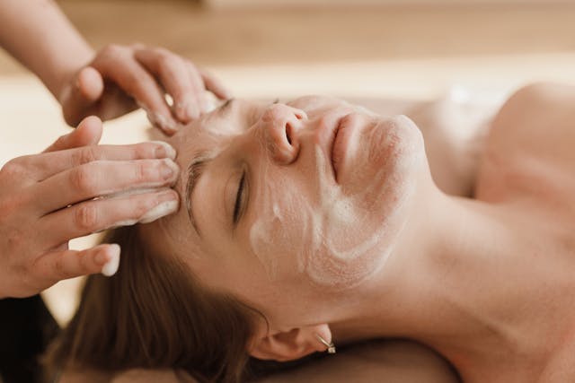 Woman getting facial