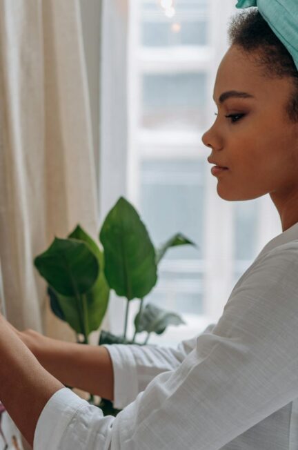 Woman working on her vision board