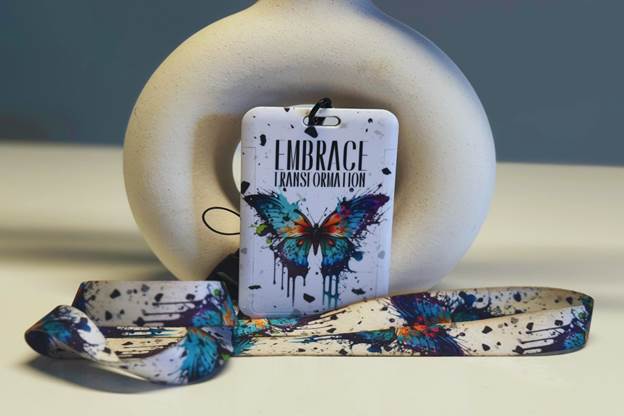 Lanyard with a butterfly and positive message
