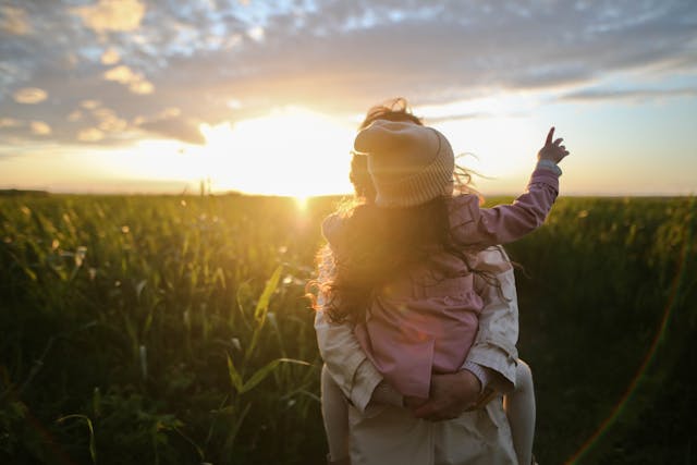Mother and daughter in nature