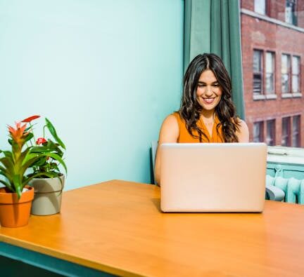 Woman using laptop
