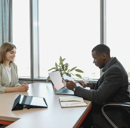 Female in a job interview