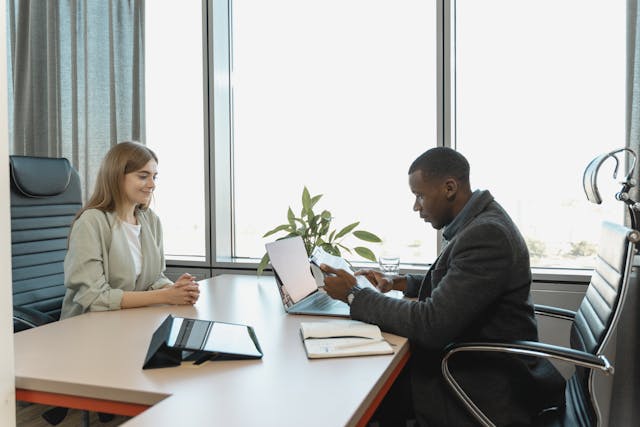 Female in a job interview