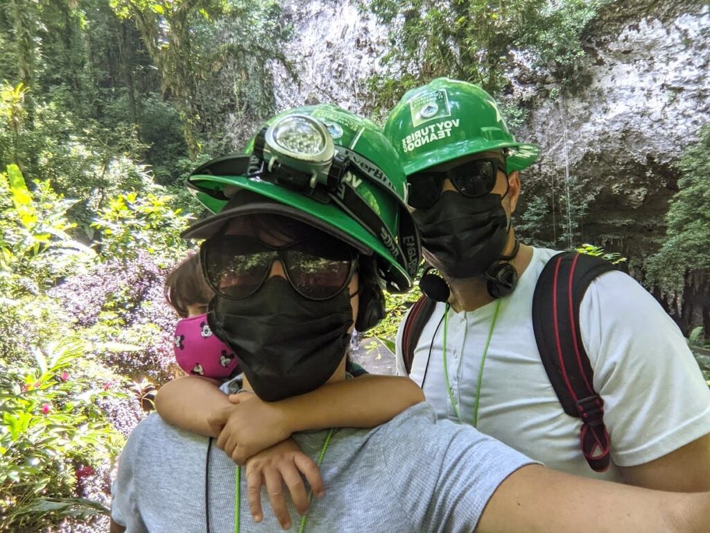 Melissa and family with their safety gear