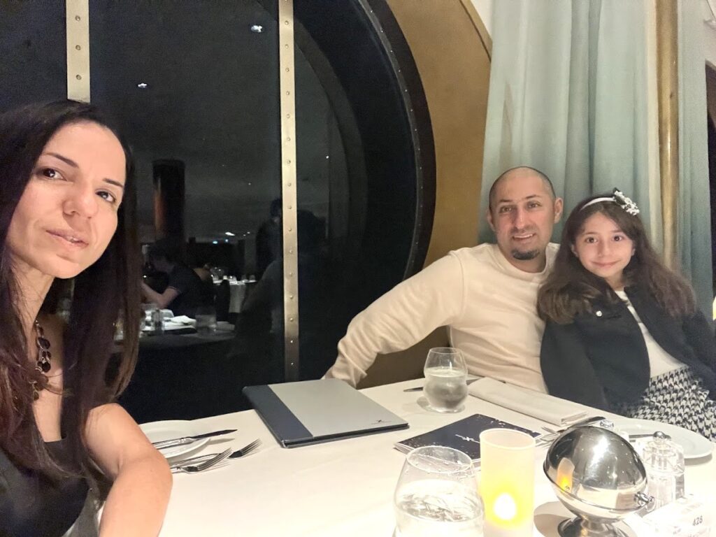 Melissas family at the Celebrity cruise main dining room