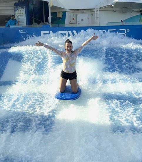 Melissa on the FlowRider