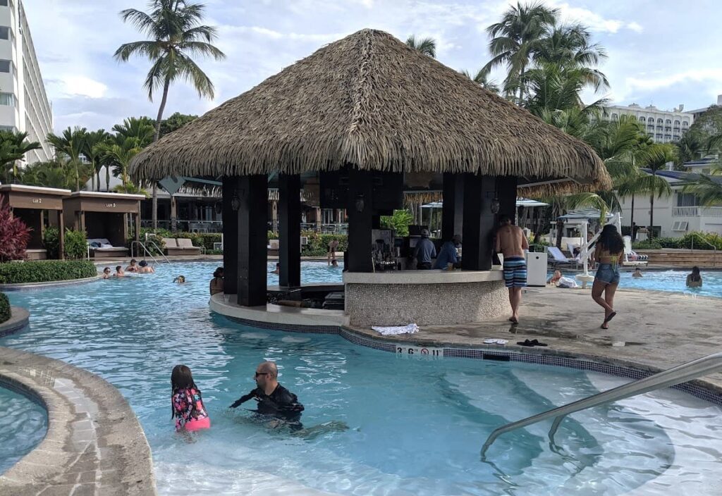 Melissa's husband and daughter enjoying the pool at Hotel Sonesta