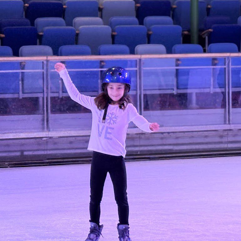 Melissas daughter on the skating rink