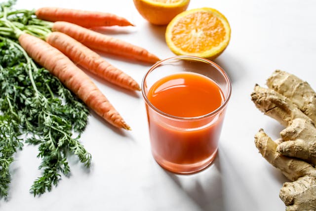 Carrots, ginger, orange, and one cup of juice