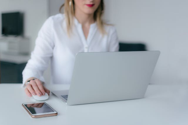 Working woman using her laptop