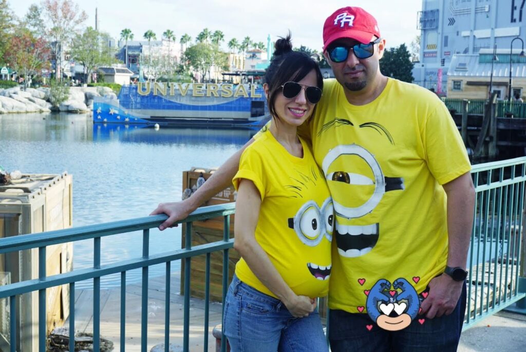 Melissa and her husband at Universal Studios during her pregnancy