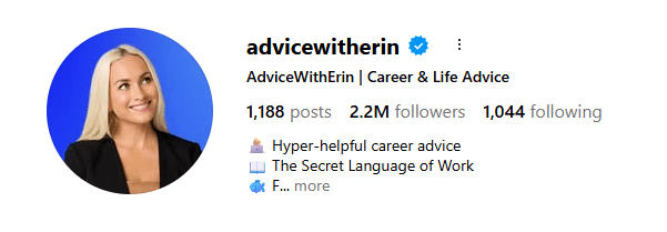 Instagram account "Advice With Erin"