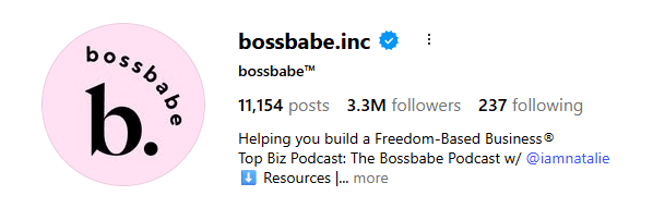 Instagram account "Boss Babe"