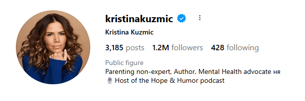 Instagram account "Kristina Kuzmic"