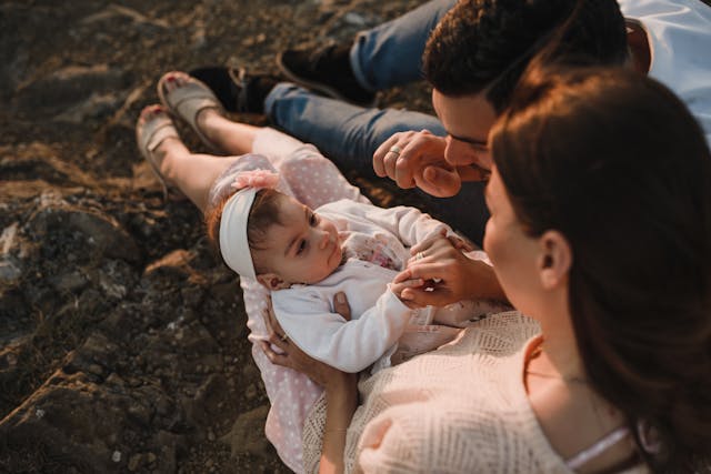 Parents looking at baby