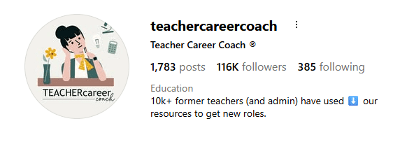 Instagram account "Teacher Career Coach"