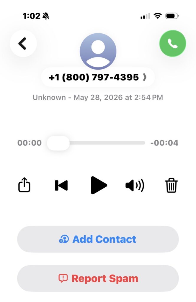 Voicemail message