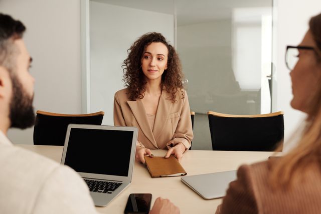Woman in an interview