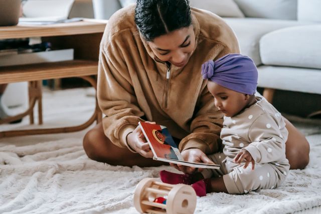 Mother reading to baby