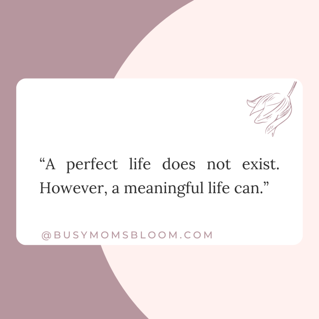 Quote that says, "A perfect life does not exist. However, a meaningful life can.”