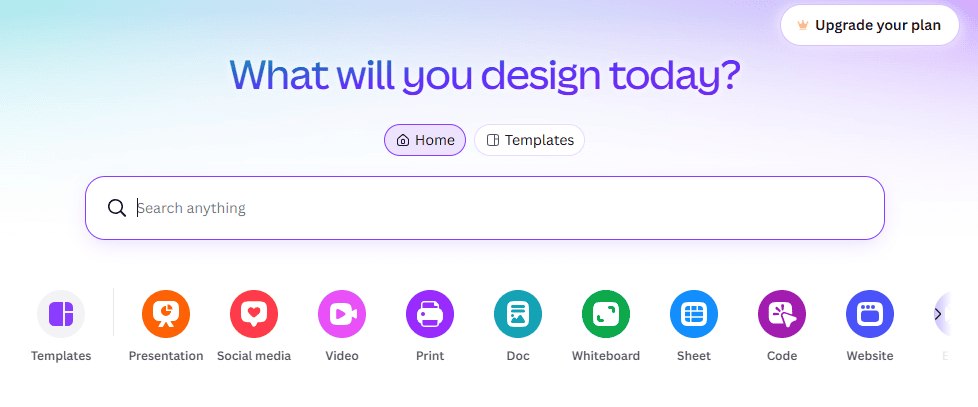 Canva Homepage